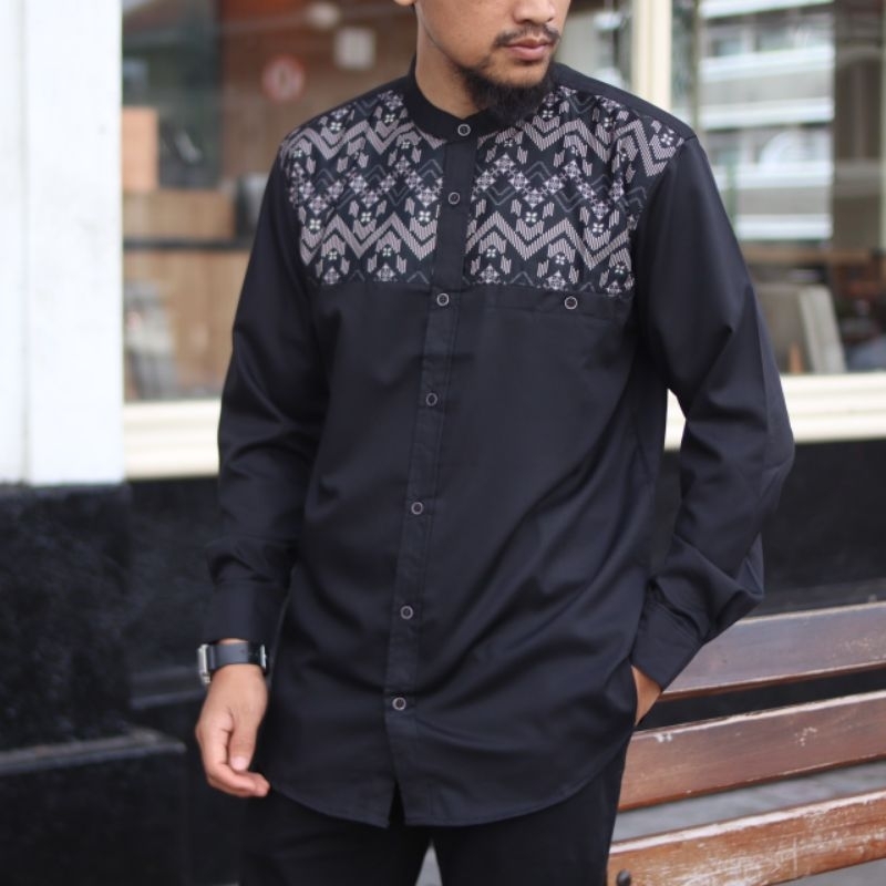 Kemeja Kadam Lengan Panjang Motif Batik Pria/Kemko Motif Batik Pria/Kemeja Katun Toyobo Premium
