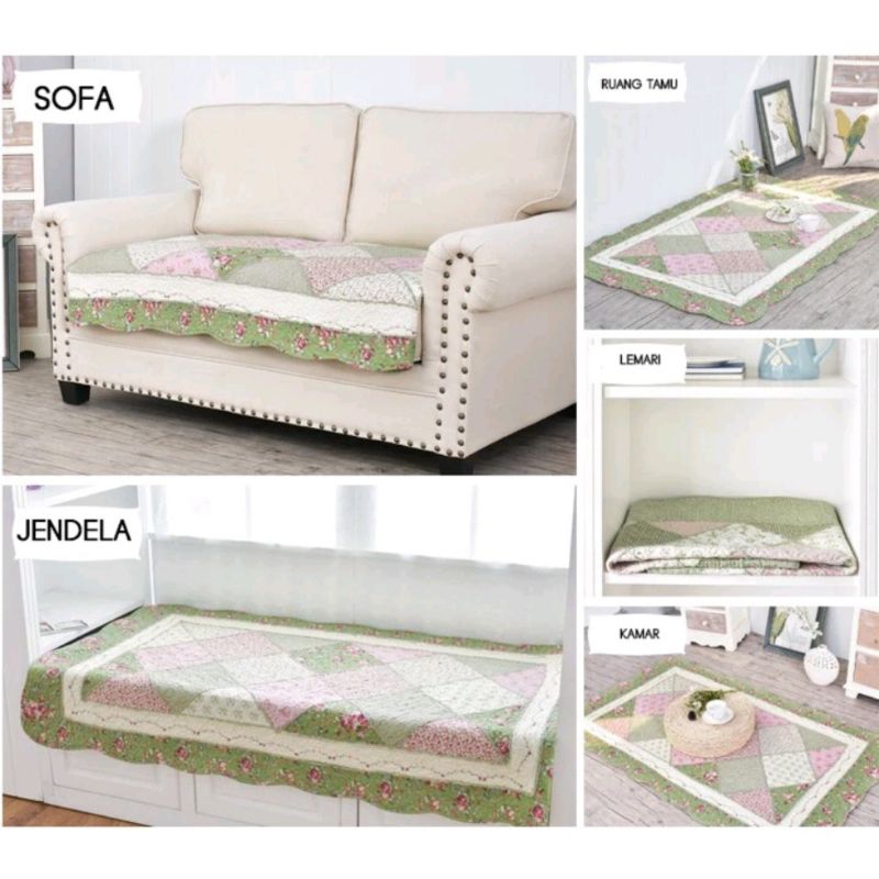 Vintage story - Shabby Alas sofa/ sajadah Antislip Patchwork 90x150cm - quilting semi patchwork 80x1