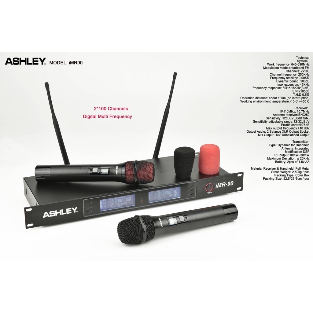 Ashley Mic Wireless Ashley IMR90 IMR 90 Digital 2 Mic Wireless Mic Ashley Wireless Microphone Ashley