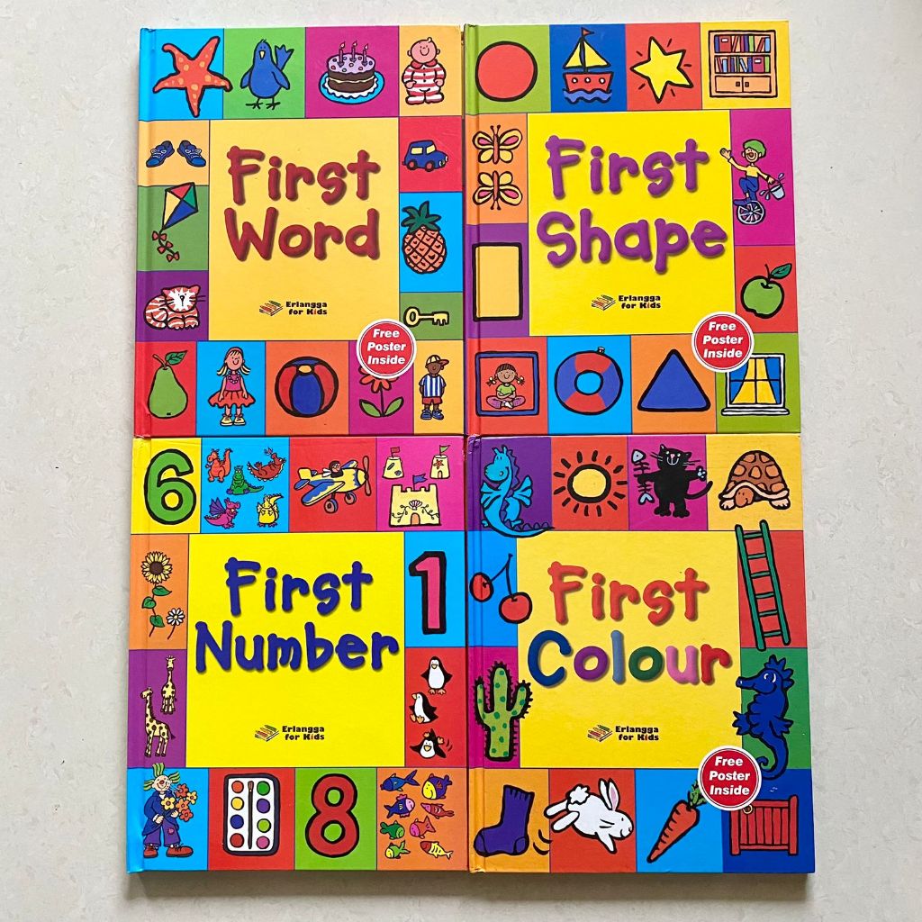 [Ready Stock] My First Word Number Colour Shape Hard Cover Full Color - Erlangga For Kids - Buku Ana