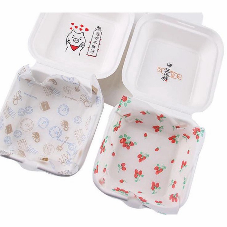 Wax Paper Baking Paper Motif 18x18 CM Kertas Alas Cake Bento Kertas Bungkus Motif Alas Korean Cake