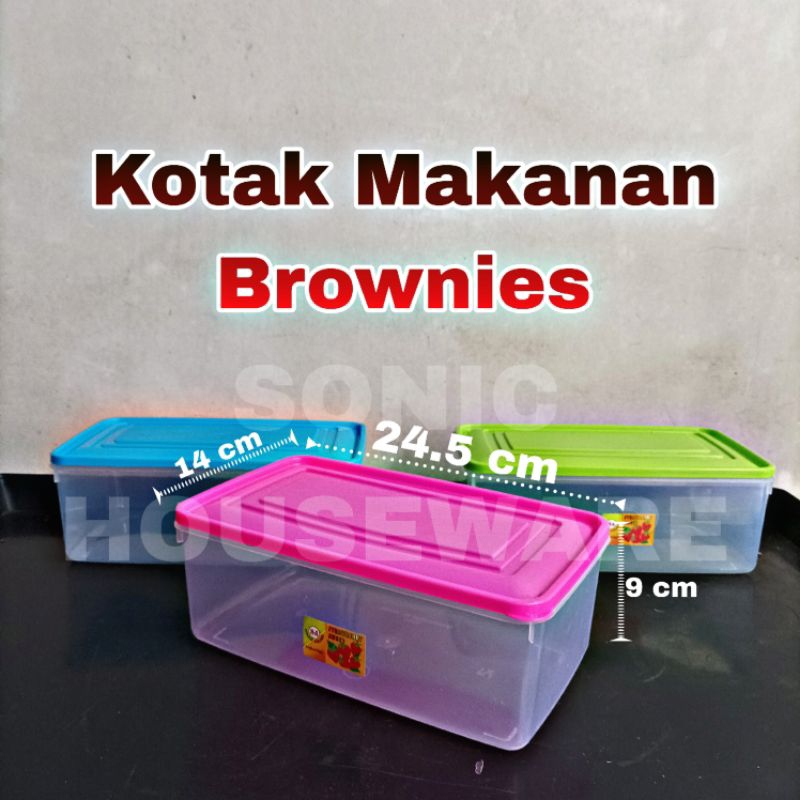 Toples Segi Panjang Kotak Penyimpanan Makan Makanan Tempat Wadah Kue Brownies Brownis Sosis Sate Sat