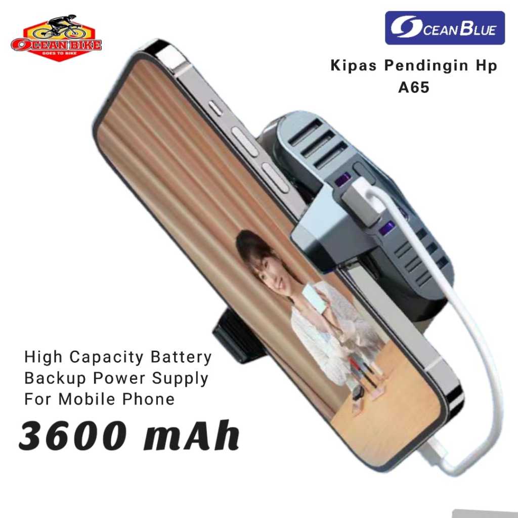 OCEANBLUE Pendingin Hp Fan Cooler Radiator Kipas Cooling Fan Gaming PowerBank 3600 Mah