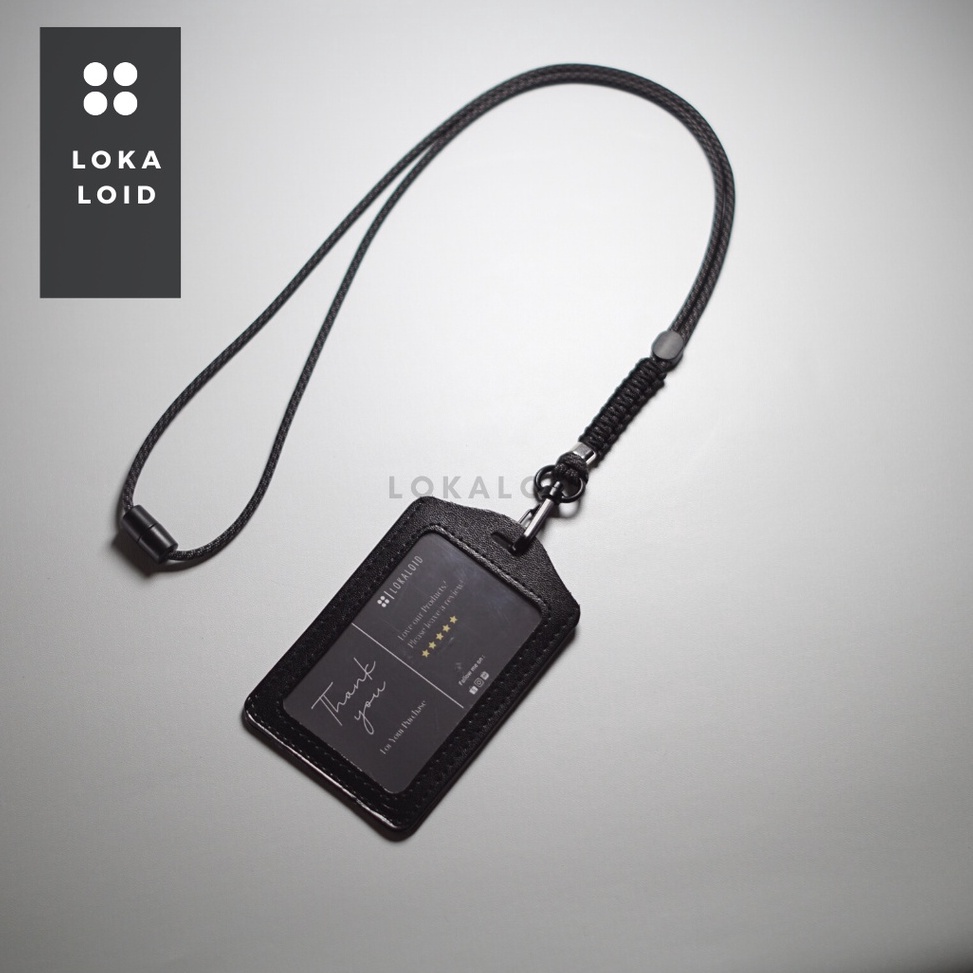 

KODE S22Z Lanyard ID Gantungan Tali Paracord Gantungan Nametag Kulit Abu Strip Black Microcord by Lokaloid