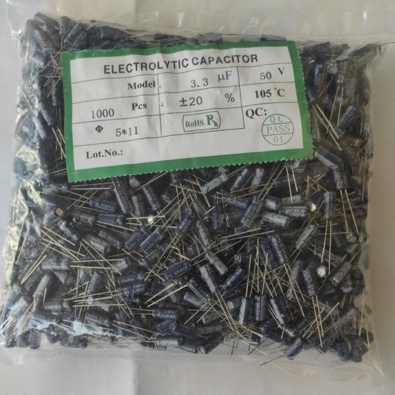 1000pcs 3.3uf 50v elco capasitor 3,3uf 50v elko kapasitor 3.3 uf 50 v