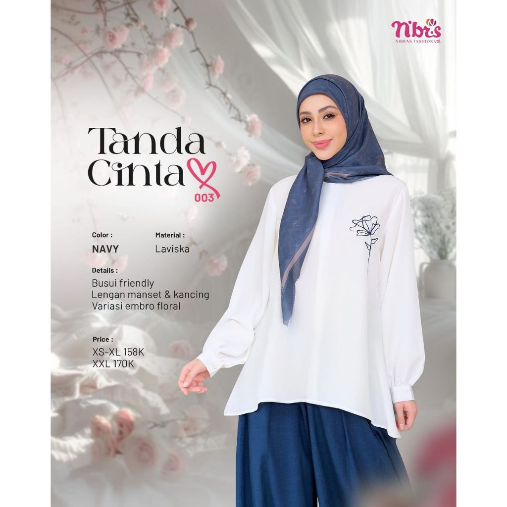 ATASAN NIBRAS TANDA CINTA 003 / KEMAJA PUTIH WANITA MUSLIMAH / BAJU TUNIK WANITA PUTIH / NIBRAS TERB
