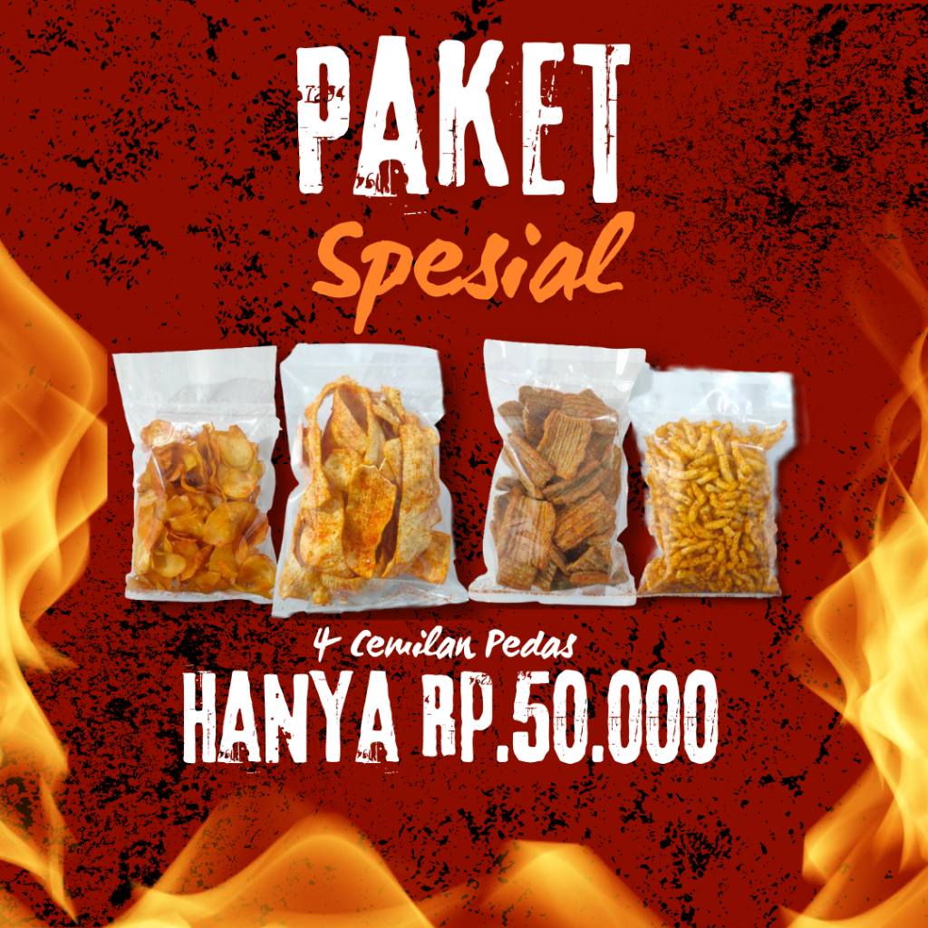 

Paket Spesial 4 Cemilan pedas Snack Bandung