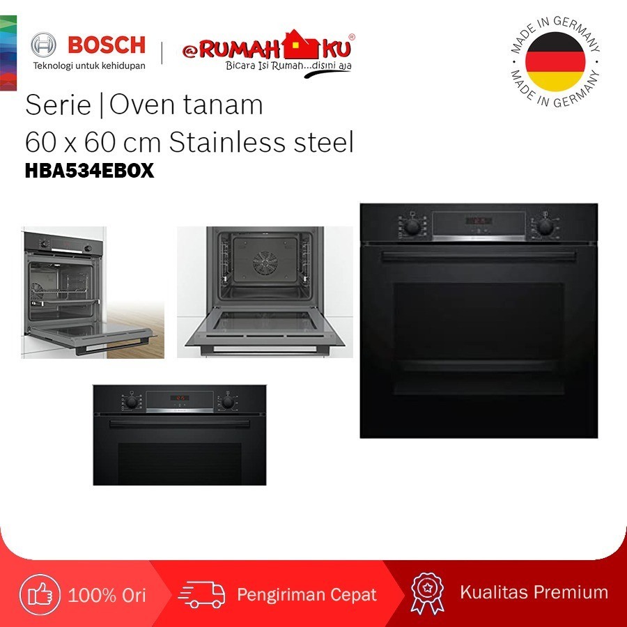 Oven Tanam Bosch HBA534EB0K Seri 4 Built-In Electric Oven