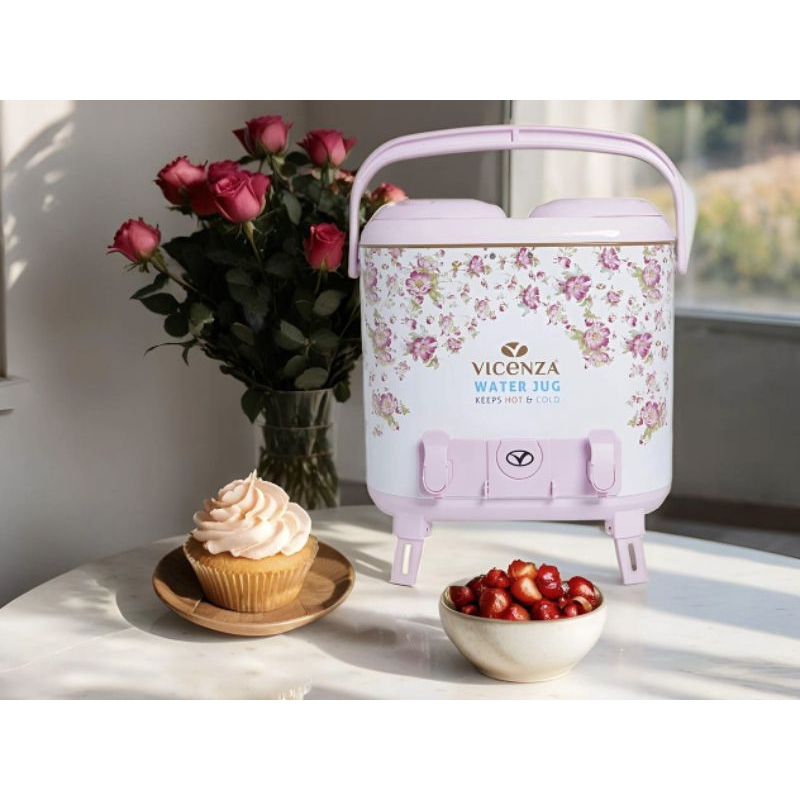 Water jug VICENZA VC1502WJ motif Melati, wadah saji minuman kapasitas 15 Lt, alat saji minuman hanga