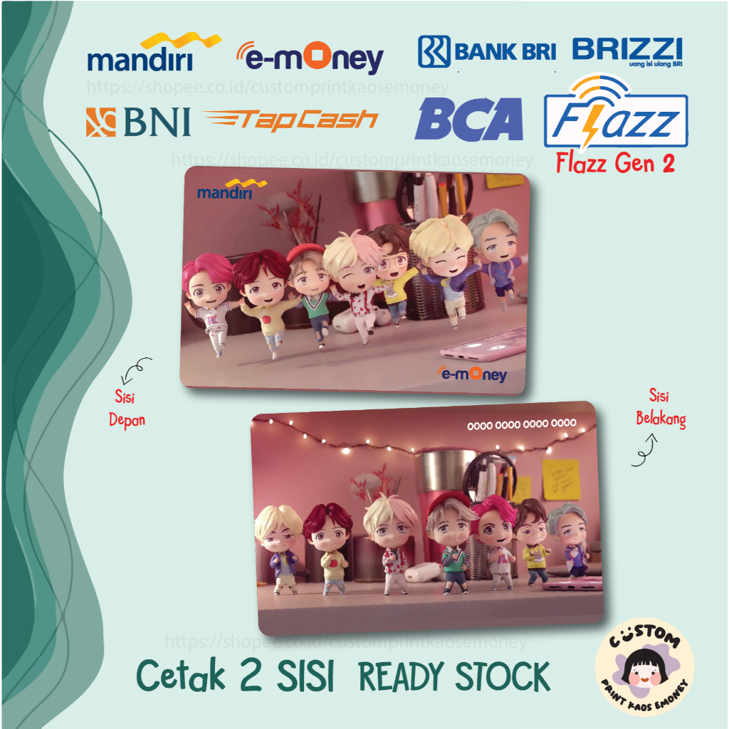 KARTU E MONEY E TOLL KPOP TINY TAN BTS BANGTAN ARMY CUTE IDOL KOREA BOYBAND MANDIRI EMONEY BNI TAPCA