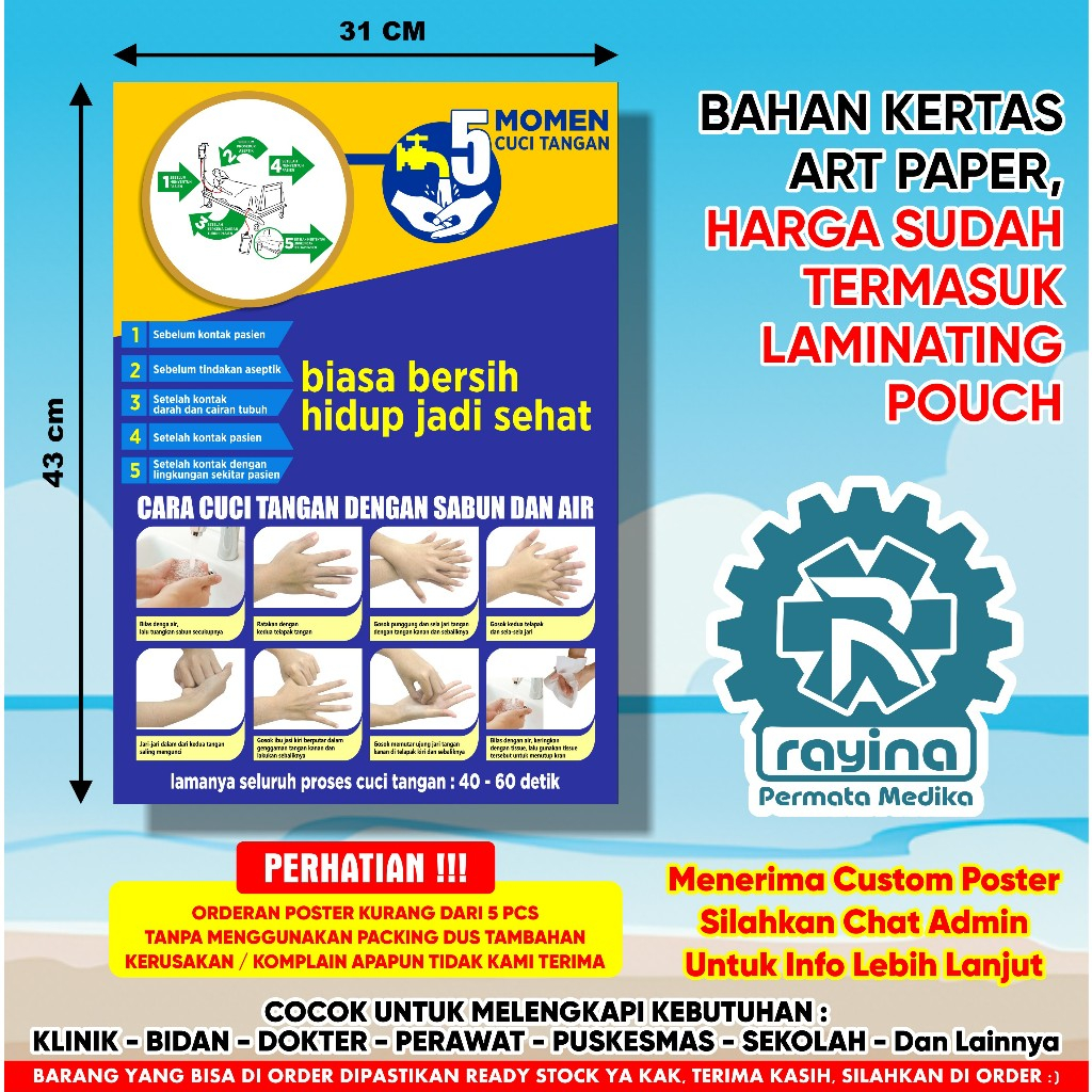 Poster Kesehatan 5 Momen Cuci Tangan