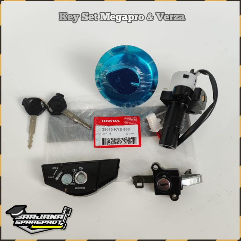 Keyset Kunci Kontak Tutup Tangki Set Jok Belakang Motor Honda Megapro New Monoshock Verza 2007 - 201