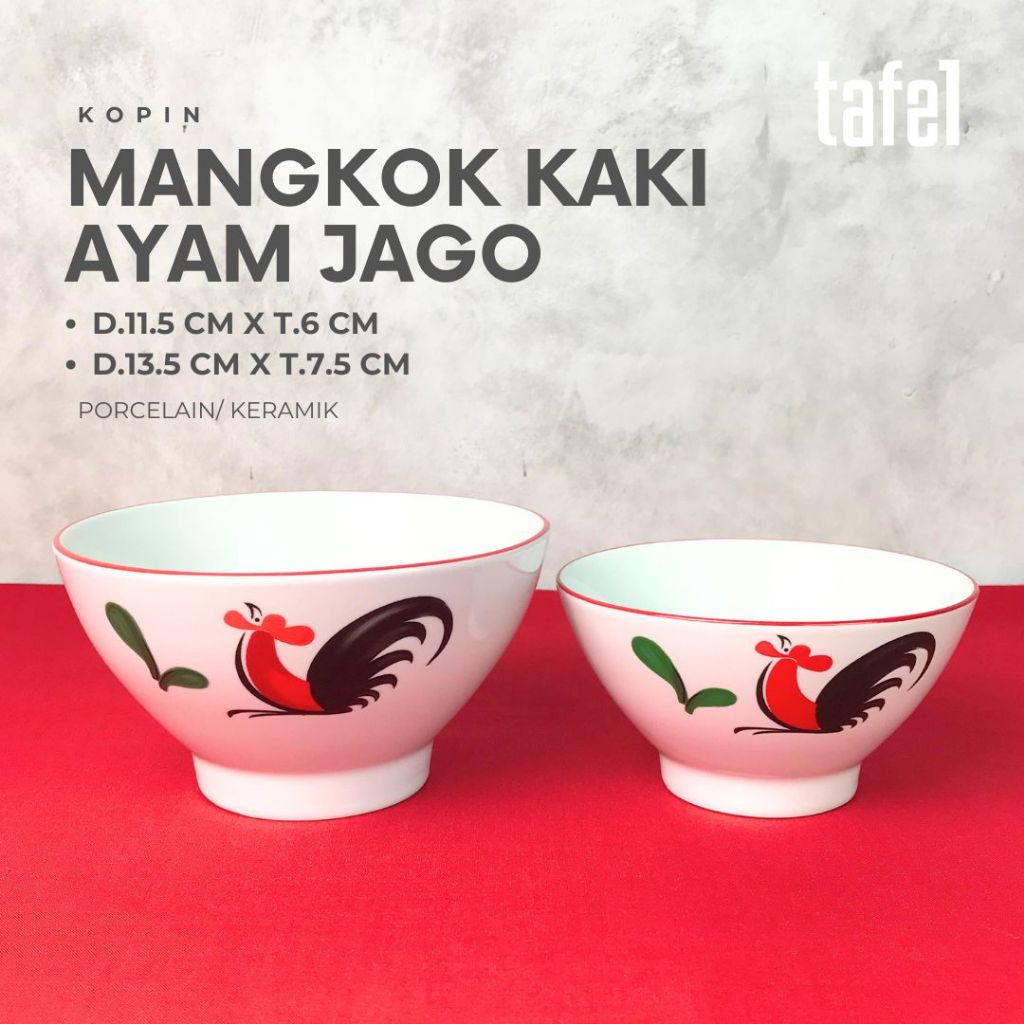 KOPIN Mangkok Keramik Ayam Jago Kaki Isi 1