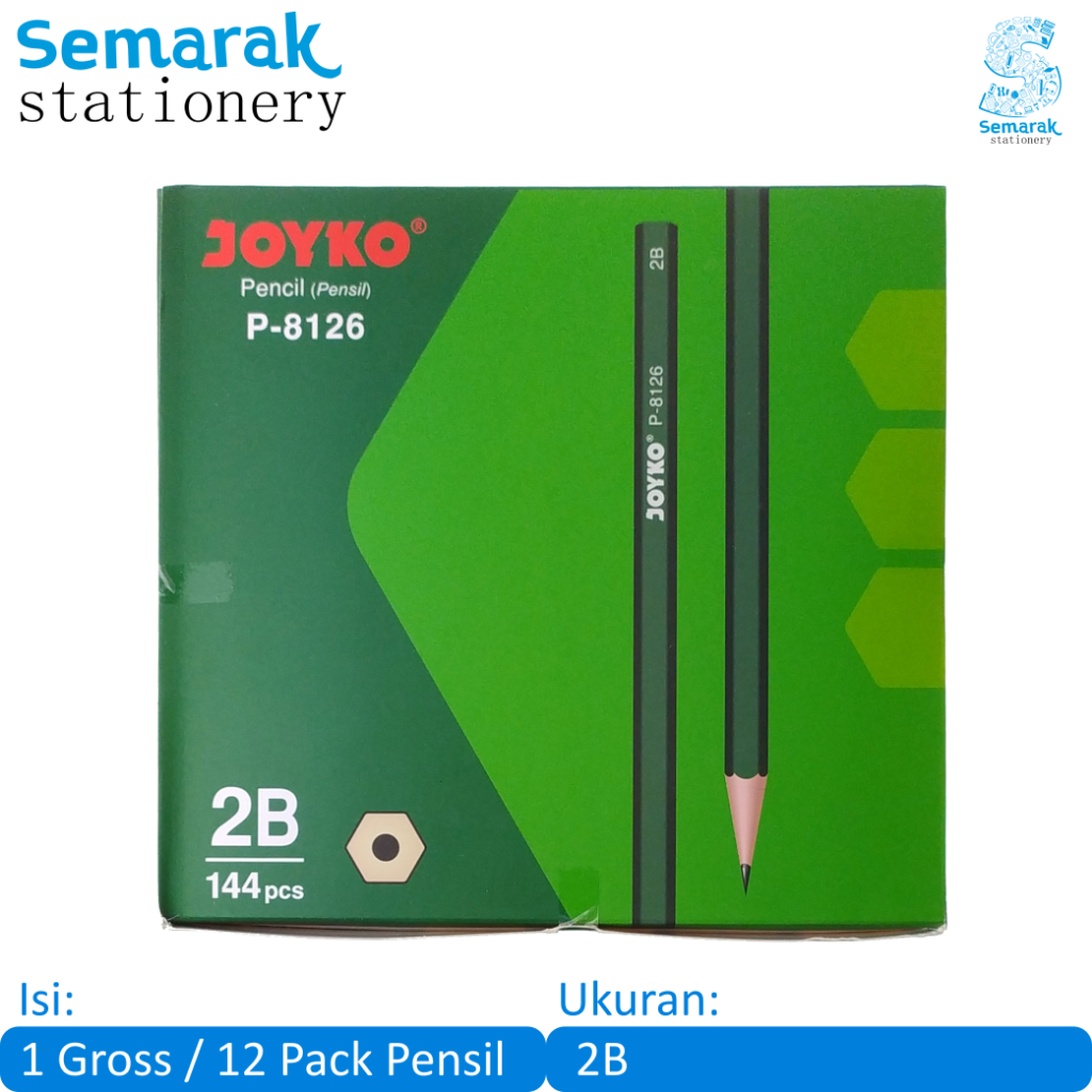

Joyko P-8126 Pencil Pensil Untuk Ujian 2B [1 Gross / 12 Pack / 144 Pcs]