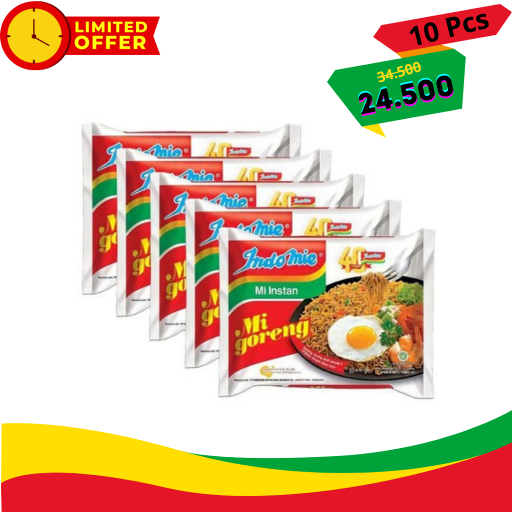 

[ Indomie 10 Pcs 24.500 ] Indomie Mi Goreng Mie Instan 85 gr x 10 Pcs | Indomie Goreng Original - Mie Instan Nikmat dan Praktis