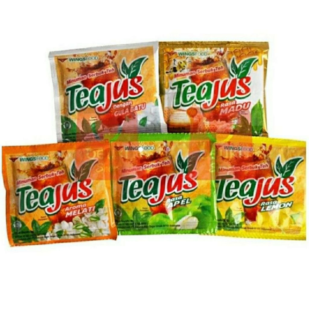 

TEA JUS 8 GRAM TEAJUS APEL GULA BATU LEMON MADU MELATI SACHET CEMILAN - APEL