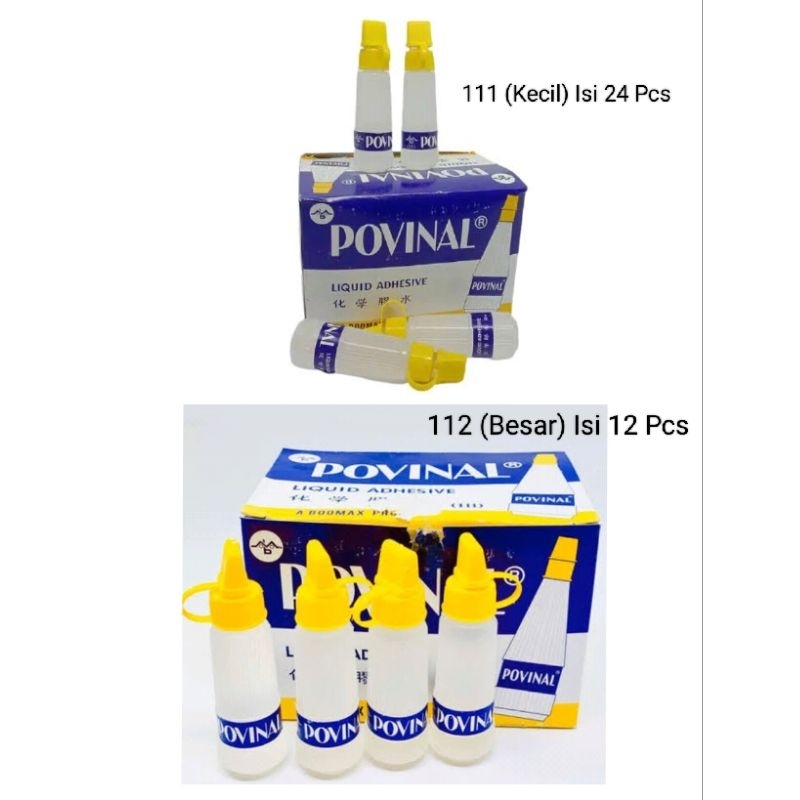 

Lem Povinal Cair 111 & 112 (22ml & 75ml) | Lem Kertas Bening Kecil & Besar
