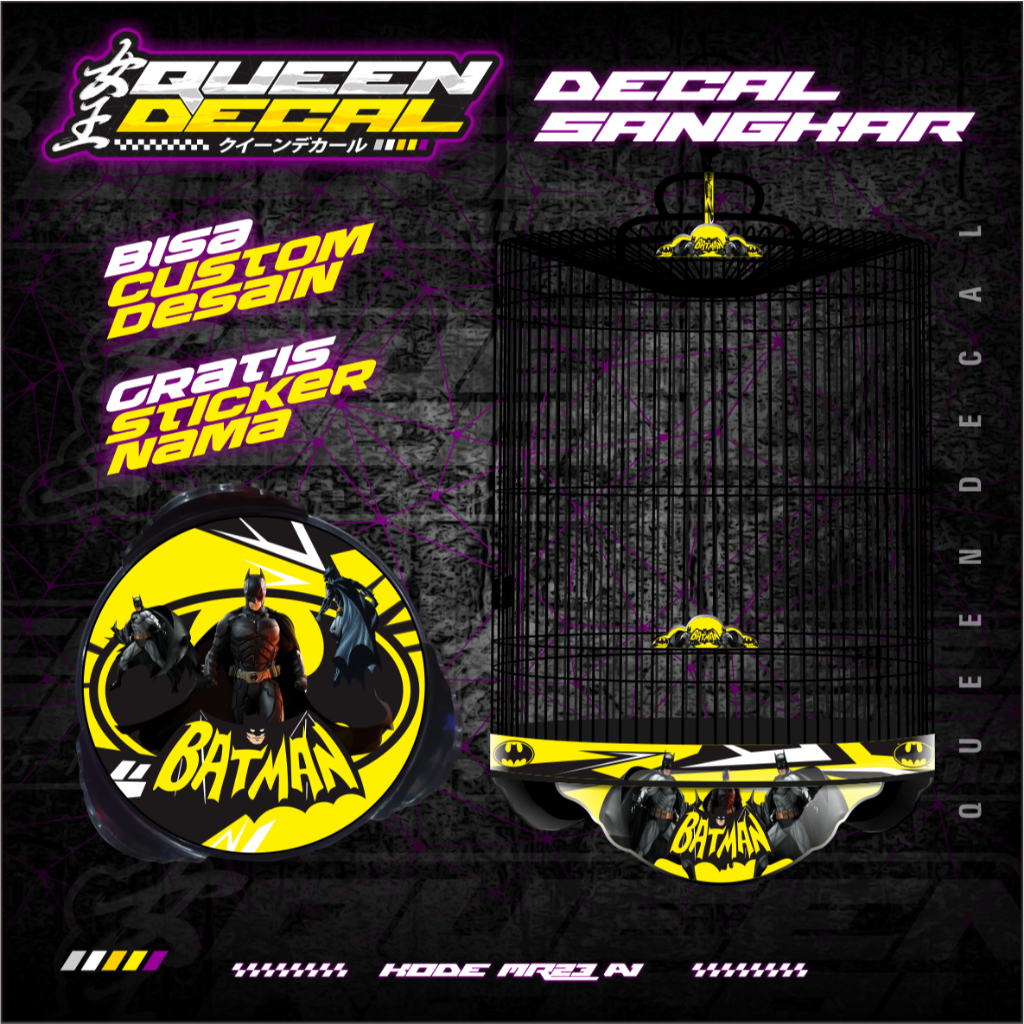 [READY] Stiker Tebok Murai BATMAN / Sticker Decal Sangkar Bulat Murai no 1 2 3 - MR
