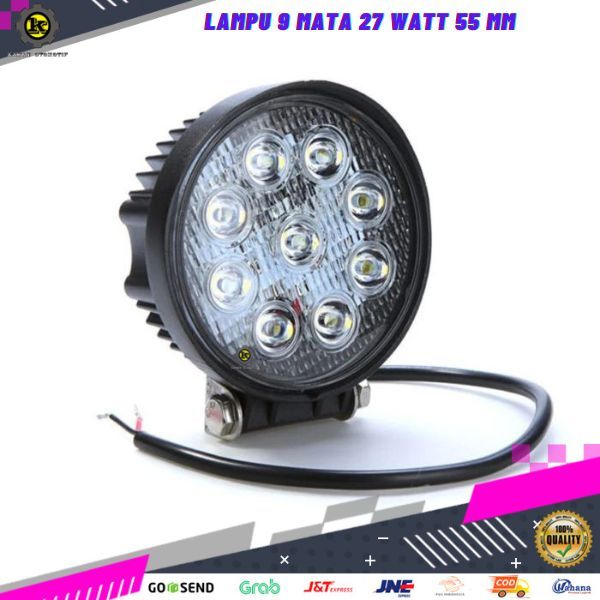 Lampu Led Tembak Sorot putih Kabut Worklight 27 Watt Bulat Variasi Mobil Truk