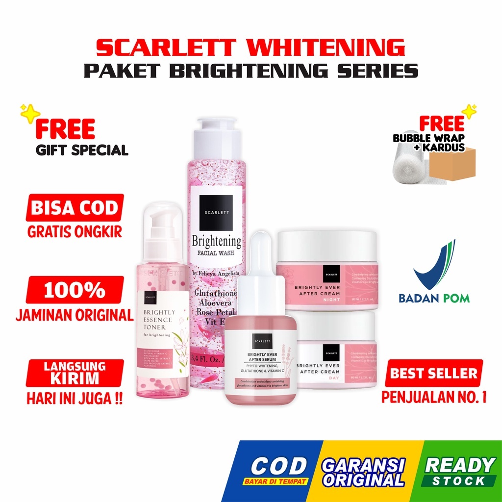 Scarlett Whitening Original Scarlett Whitening Paket Brightening Lengkap Series Serum Brightly Ever 