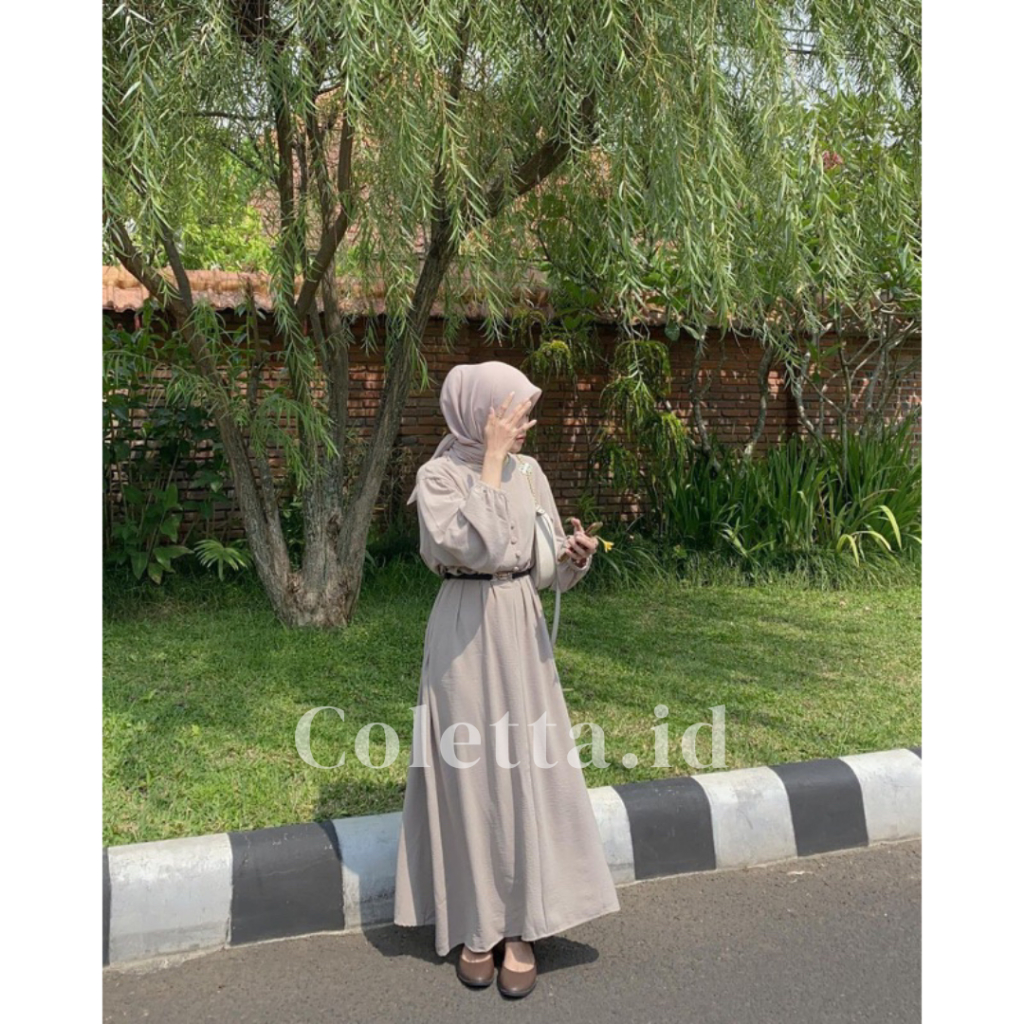 Gamis ALESSA Gaun Baju Wanita A Line Bodycon Maxi Casual Style Dres Gamis Korean Lengan Panjang/pend