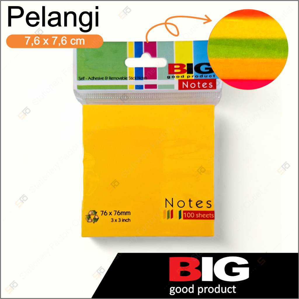 

Sticky Notes Big 76mm x 76mm Rainbow