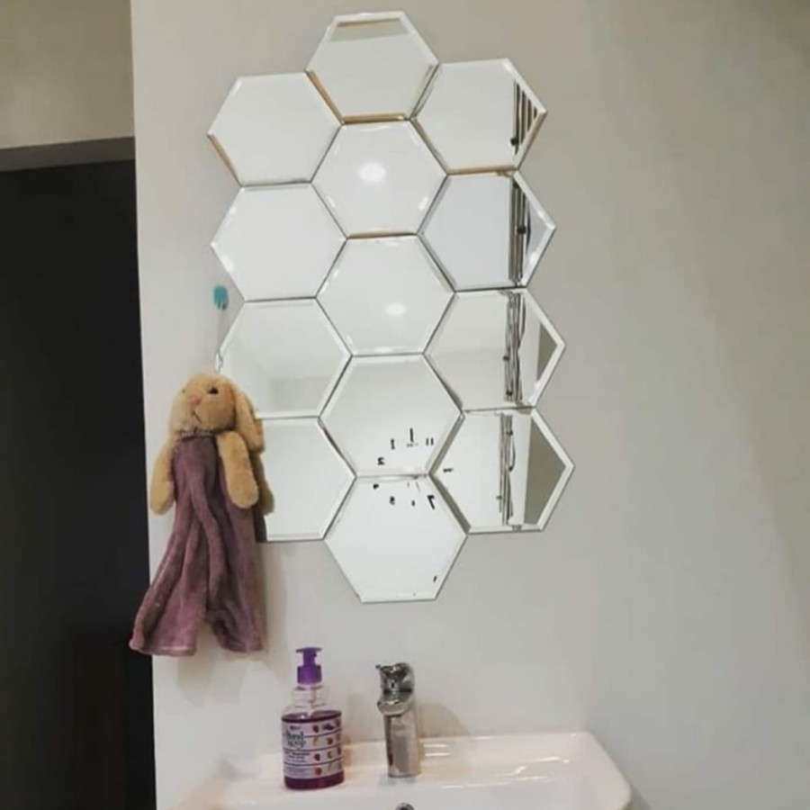 Kaca cermin hexagonal bevel/cermin bevel hexagonal tempel/kaca cermin bevel/cermin dinding hexagonal