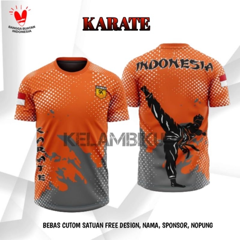 JERSEY BELA DIRI KARATE INDONESIA/BAJU KAOS KARATE MURAH/JERSEY KARATE TERBARU/GRATIS NAMA DAN LOGO/