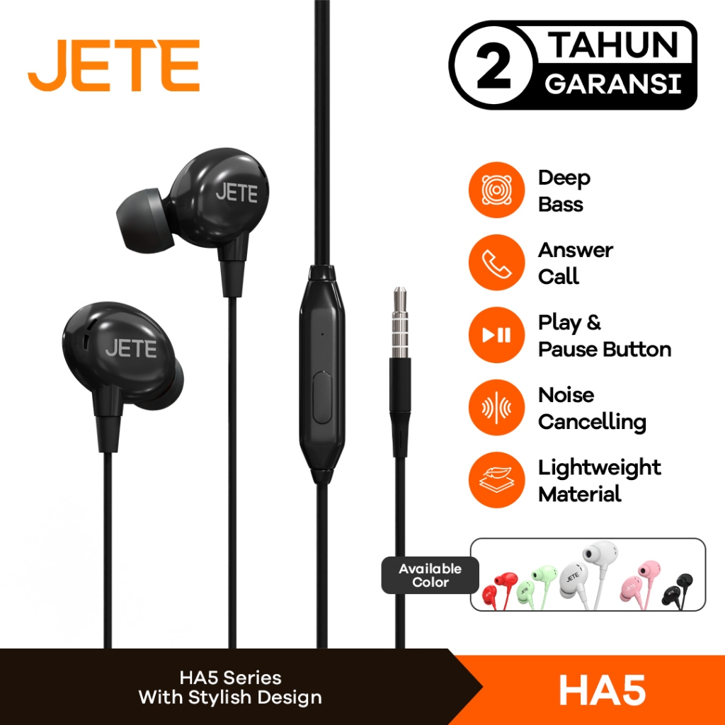 Headset | Earphone JETE HA5 with Audio Power Bass - Garansi 2 Tahun
