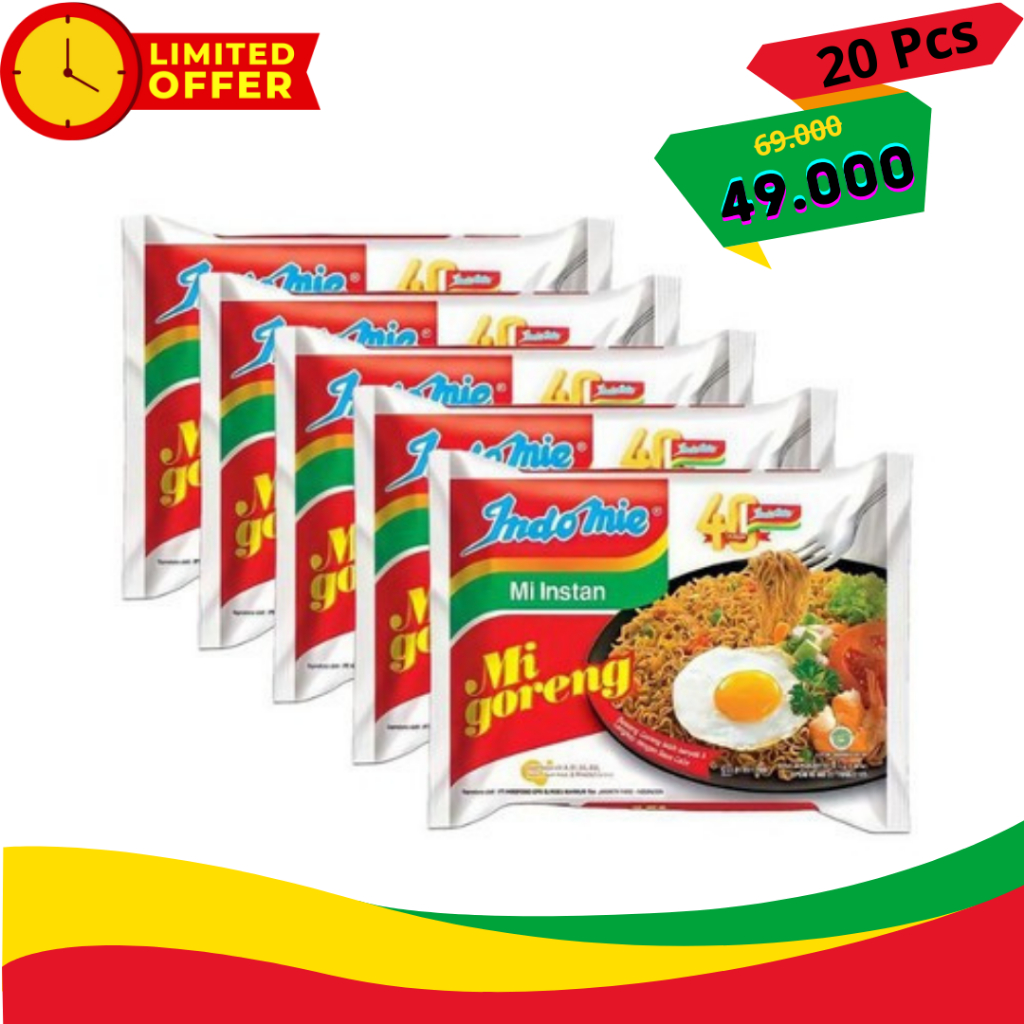 

{Indomie 20 Pcs 49.000} Nikmat selera kita semuaa,Indomie goreng 85 gr x 20 Pcs - Mie instan praktis