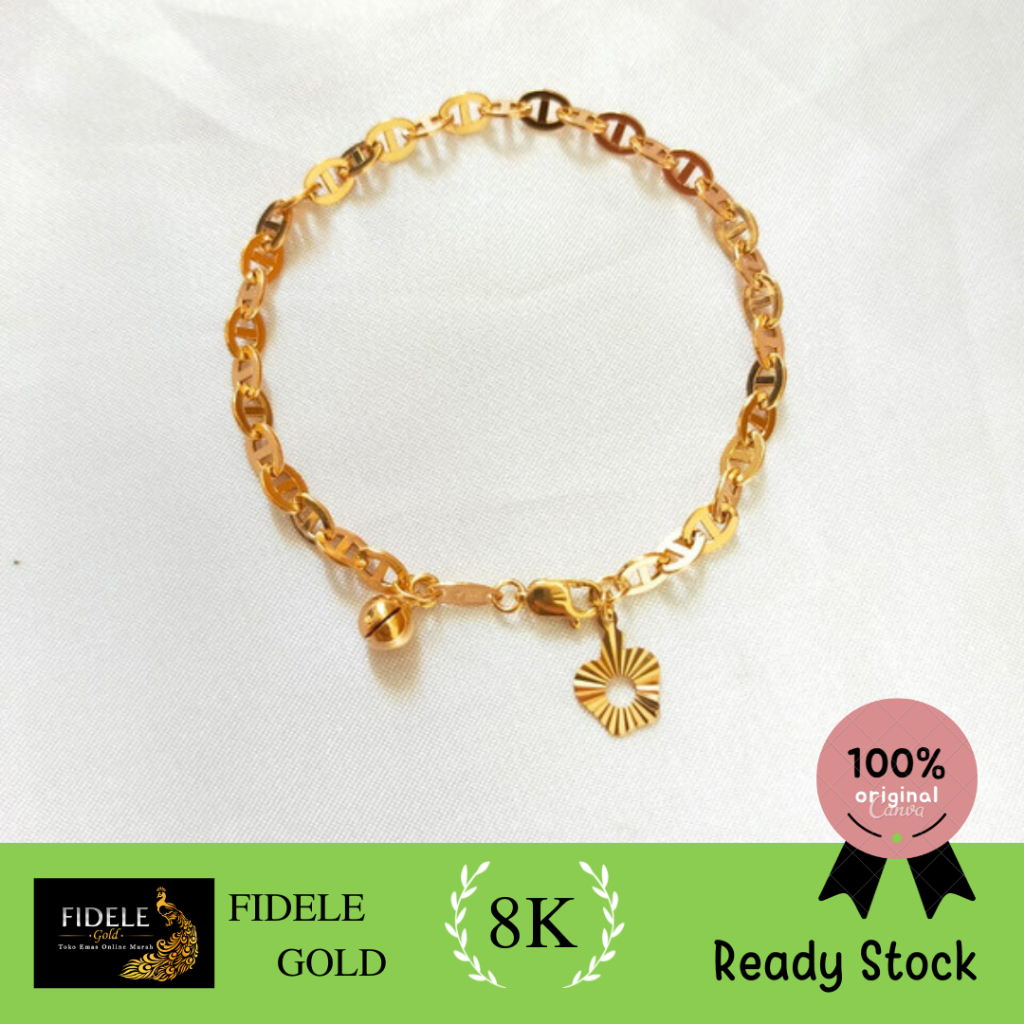 Gelang fancy wanita emas asli kadar muda 375 8k toko emas surabaya