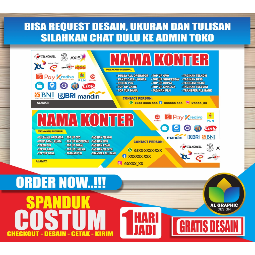 SPANDUK KONTER // FREE DESAIN // COD
