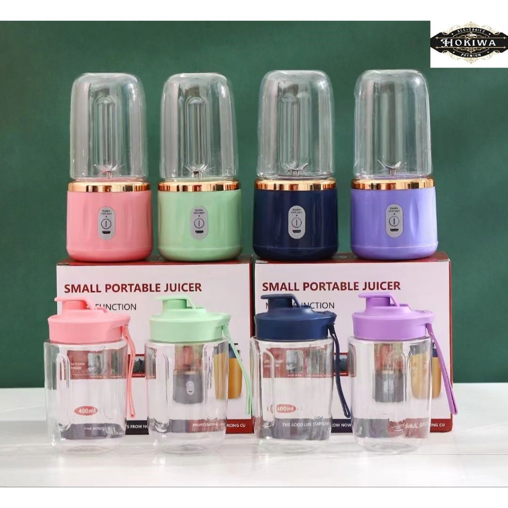 BLENDER PORTABLE MINI 400ML+400ML JUICER PORTABLE 6 PISAU USB RECHARGEABLE ICE CRUSHER
