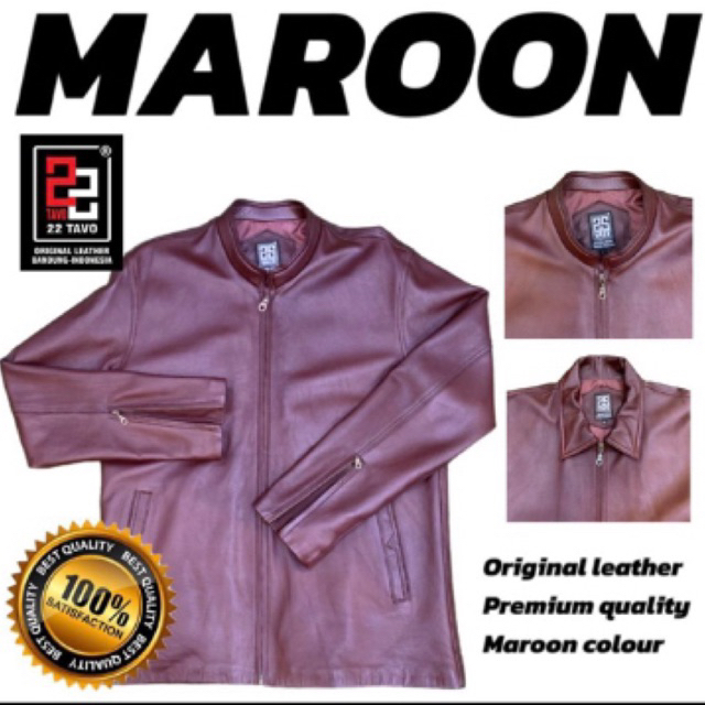 Jaket kulit domba warna merah maroon