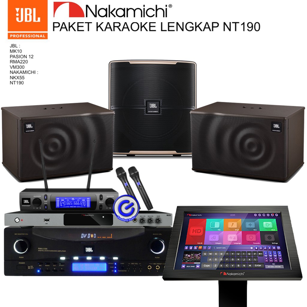 Paket karaoke JBL rma220 pasion12 vm300 nakamichi nkx55 nt190