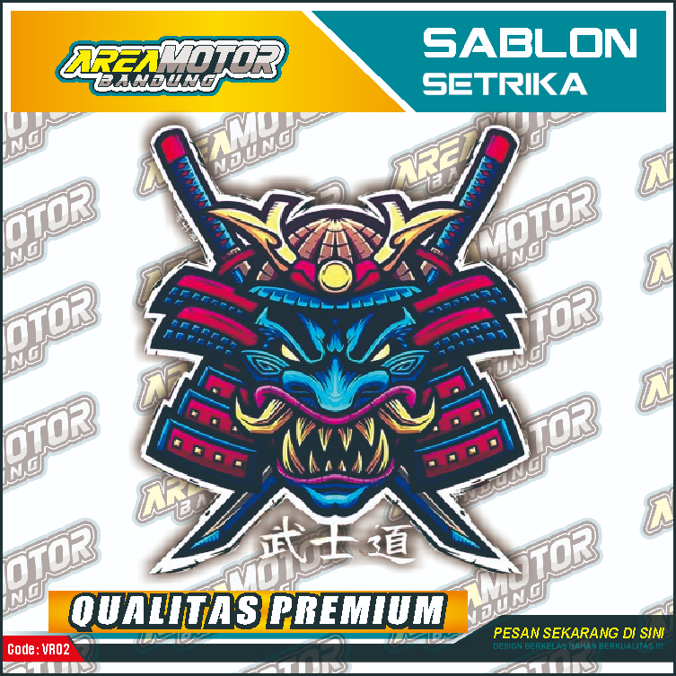 

Print sablon DTF/cetak sablon DTF/sablon setrika siap press 1 sisi Tema SAMURAI v14 Uk A4 / A3