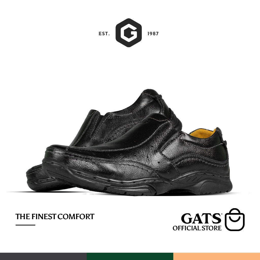 GATS - MP 2608 - Sepatu Kulit Slip On Hitam Casual Pria