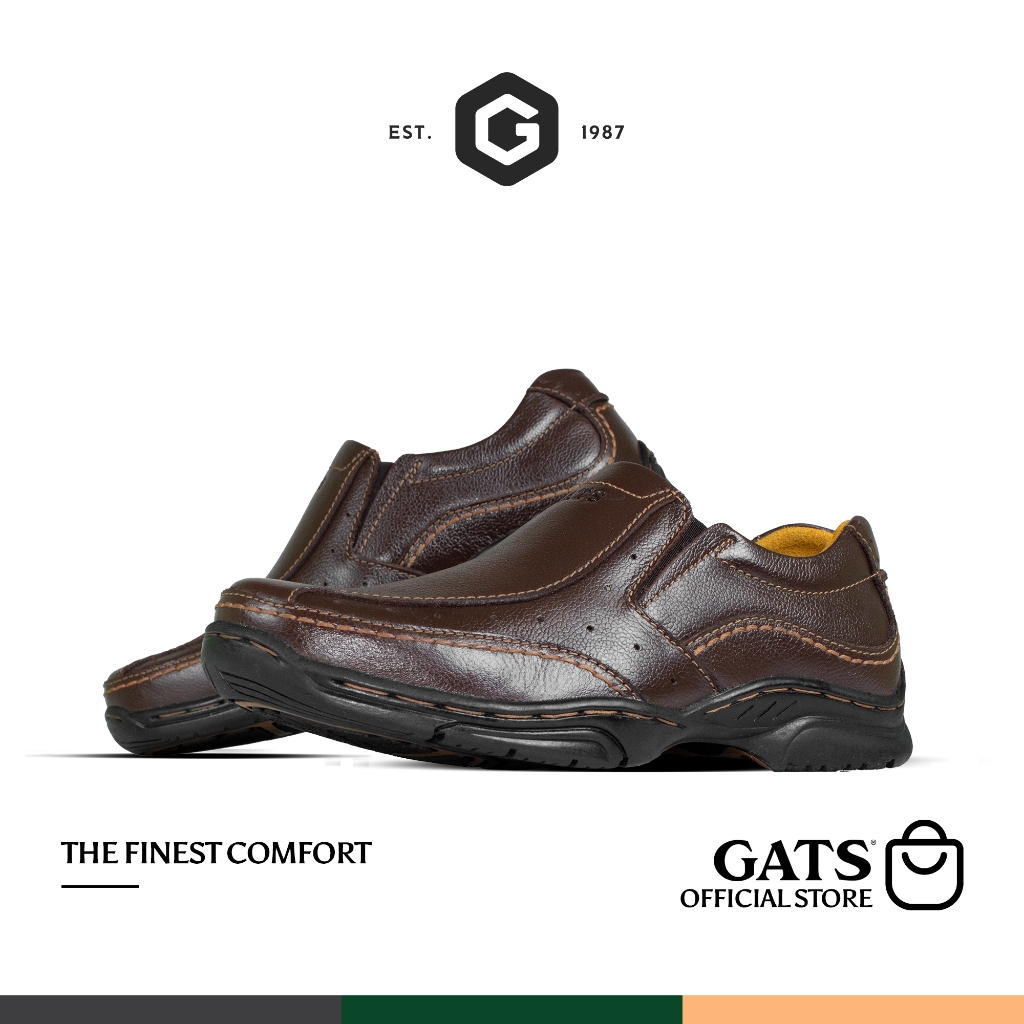 GATS - MP 2608 - Sepatu Kulit Slip On Coklat Tua Casual Pria