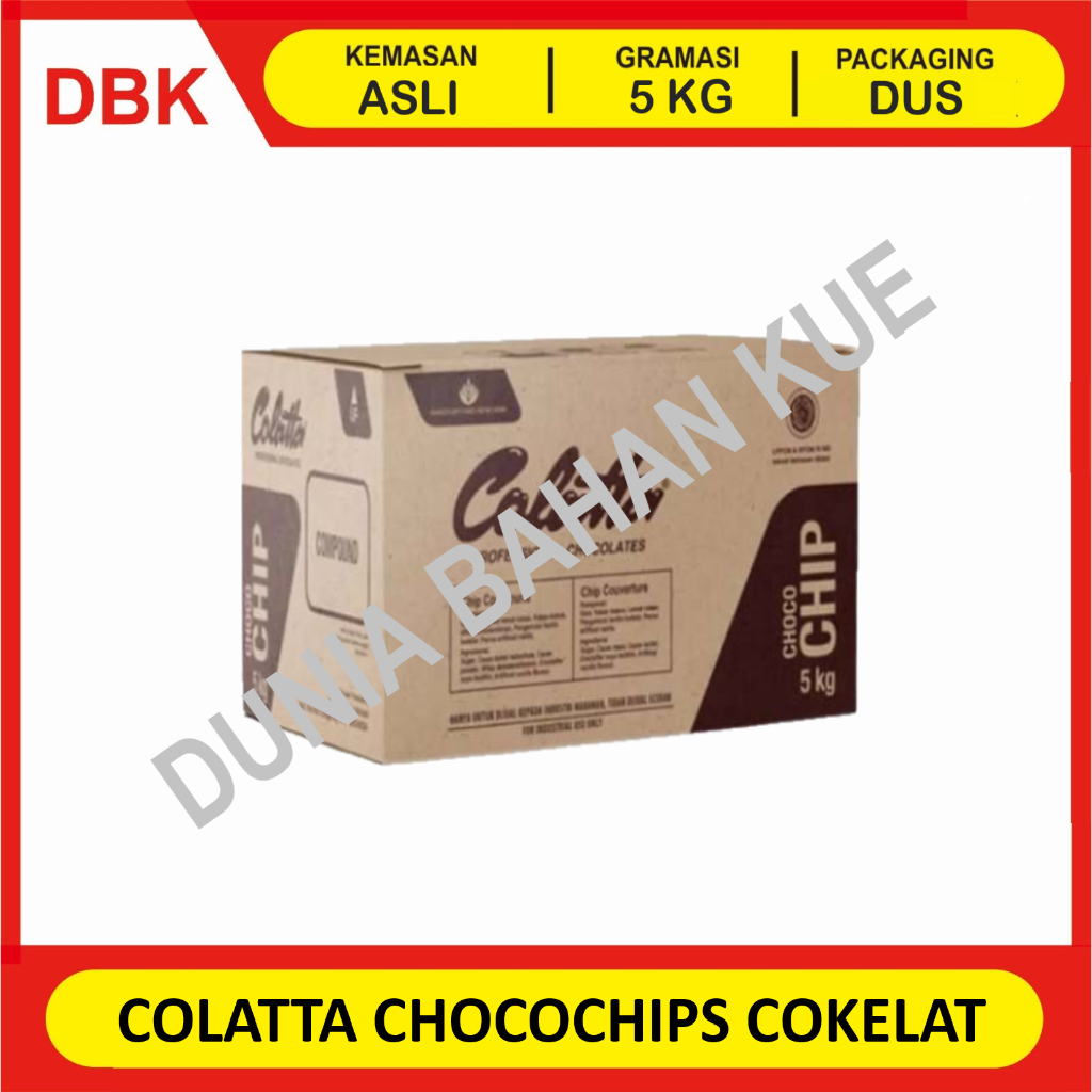 

COLATTA CHOCOCHIPS DARK /COKLAT CHIP COLATTA /CHOCO CHIPS - 1 DUS 5 KG