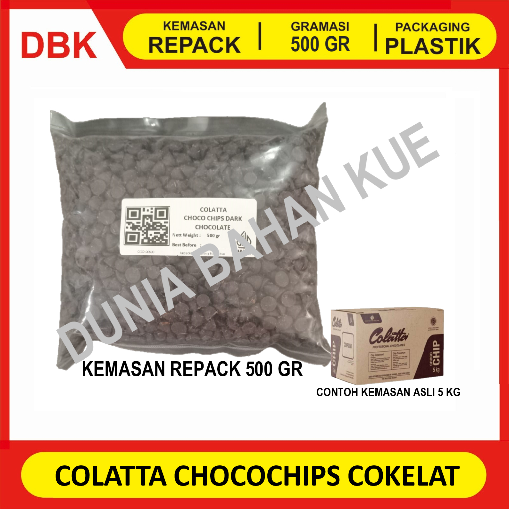 

COLATTA CHOCOCHIPS DARK - 500 GR / CHOCO CHIPS / COKLAT COKELAT CHIP COLATTA