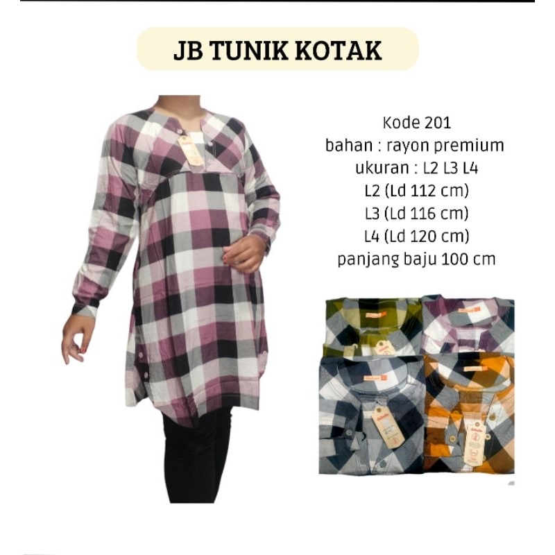 Cadamba - L2 L3 L4 Atasan Tunik Rayon Motif Kotak-kotak Jumbo