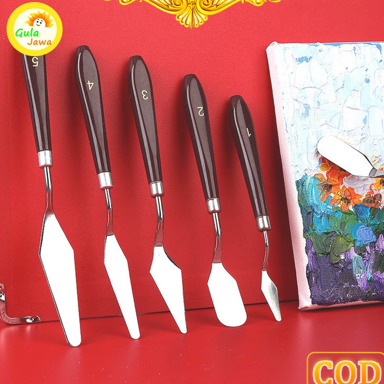 

KODE T45V Set Isi 5 Palette Knives Scrapper Spatula for Sculpturing painting modelling cake dekorasi kue