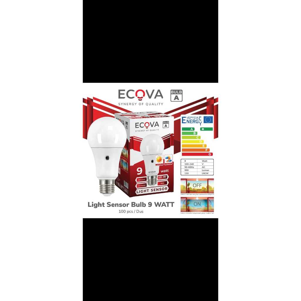 LAMPU LED SENSOR CAHAYA MATAHARI 9 WATT MERK ECOVA