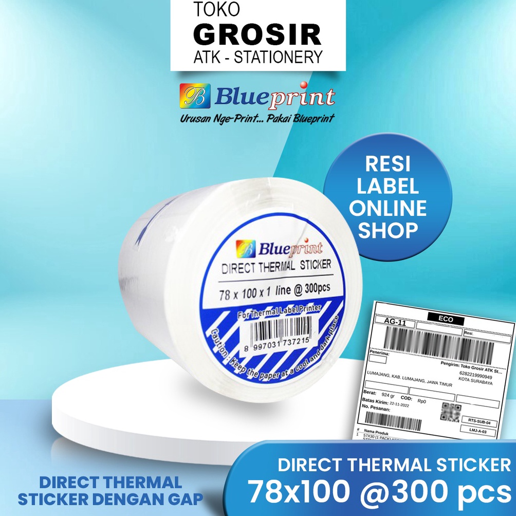 

KODE M32X 78x1 Resi Label Pengiriman Kertas Thermal Sticker Barcode BLUEPRINT 3 Stiker Termal 8mm A6