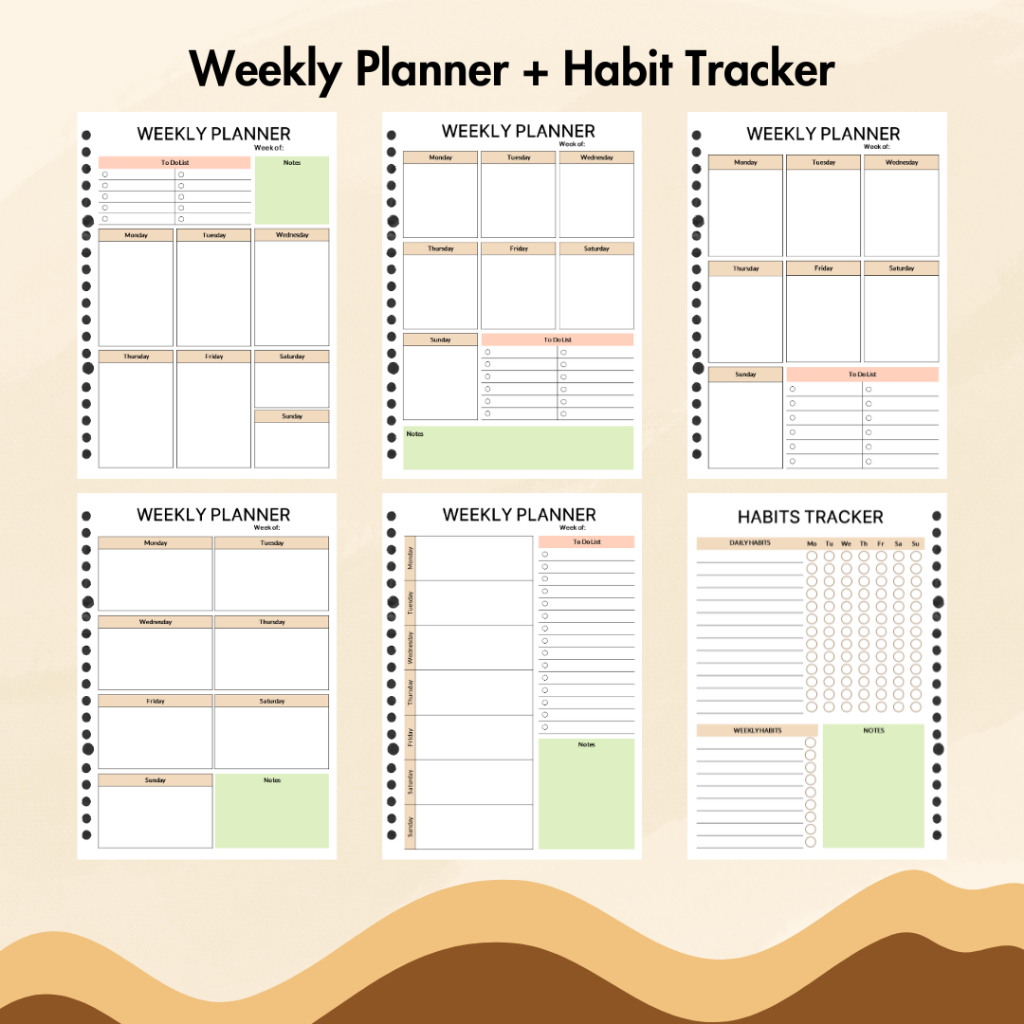 

Weekly Planner dan Habits Tracker Loose Leaf Isi Binder A5 B5