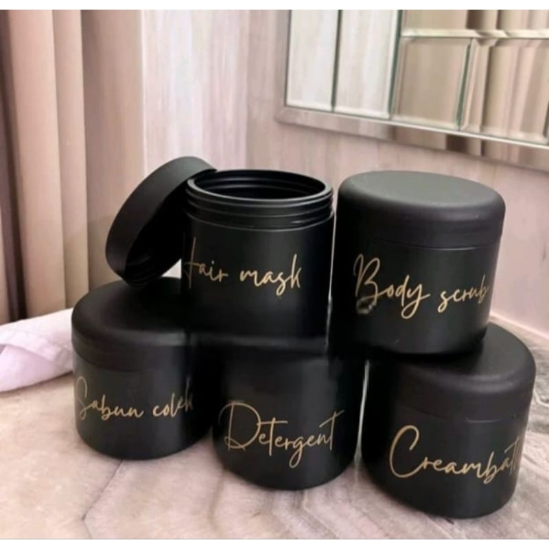 TEMPAT LULUR HITAM JAR 500ML GOLD NEW WADAH SABUN COLEK HAIR MASK BODY SCRUB