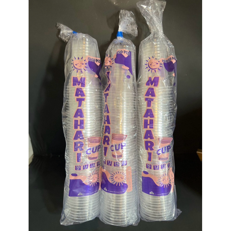 Cup Gelas Plastik 16 Oz / 22 oz datar Merek Matahari