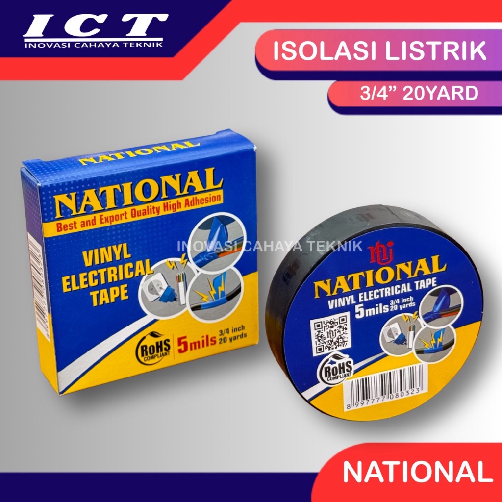 Isolasi National 20Yard, Isolasi Listrik National, Lakban Isolasi National, National Tape