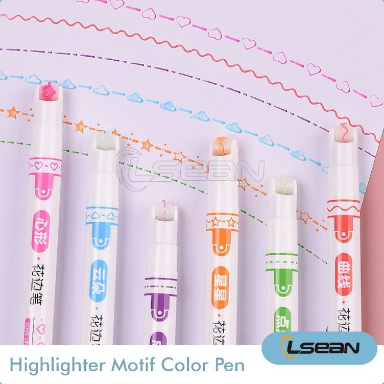 

KODE B38W Highlighter Motif Warna Warni Pastel Linear Color Pen Isi 6