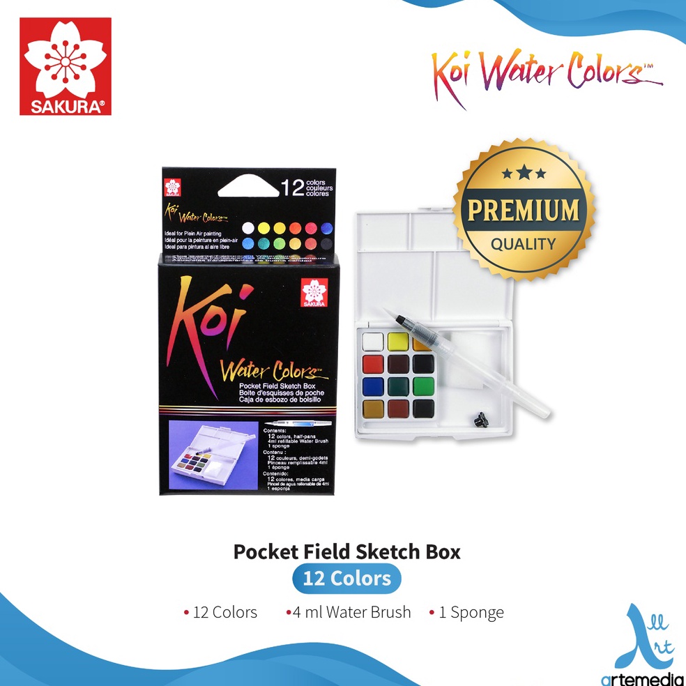 

KODE C68Z Sakura Koi Watercolor 12 Pocket Field Sketch Box